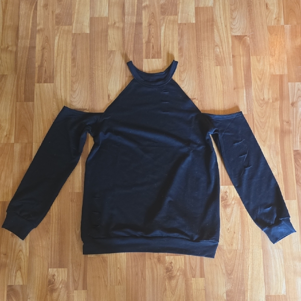 Black Cold Shoulder Sweatshirt